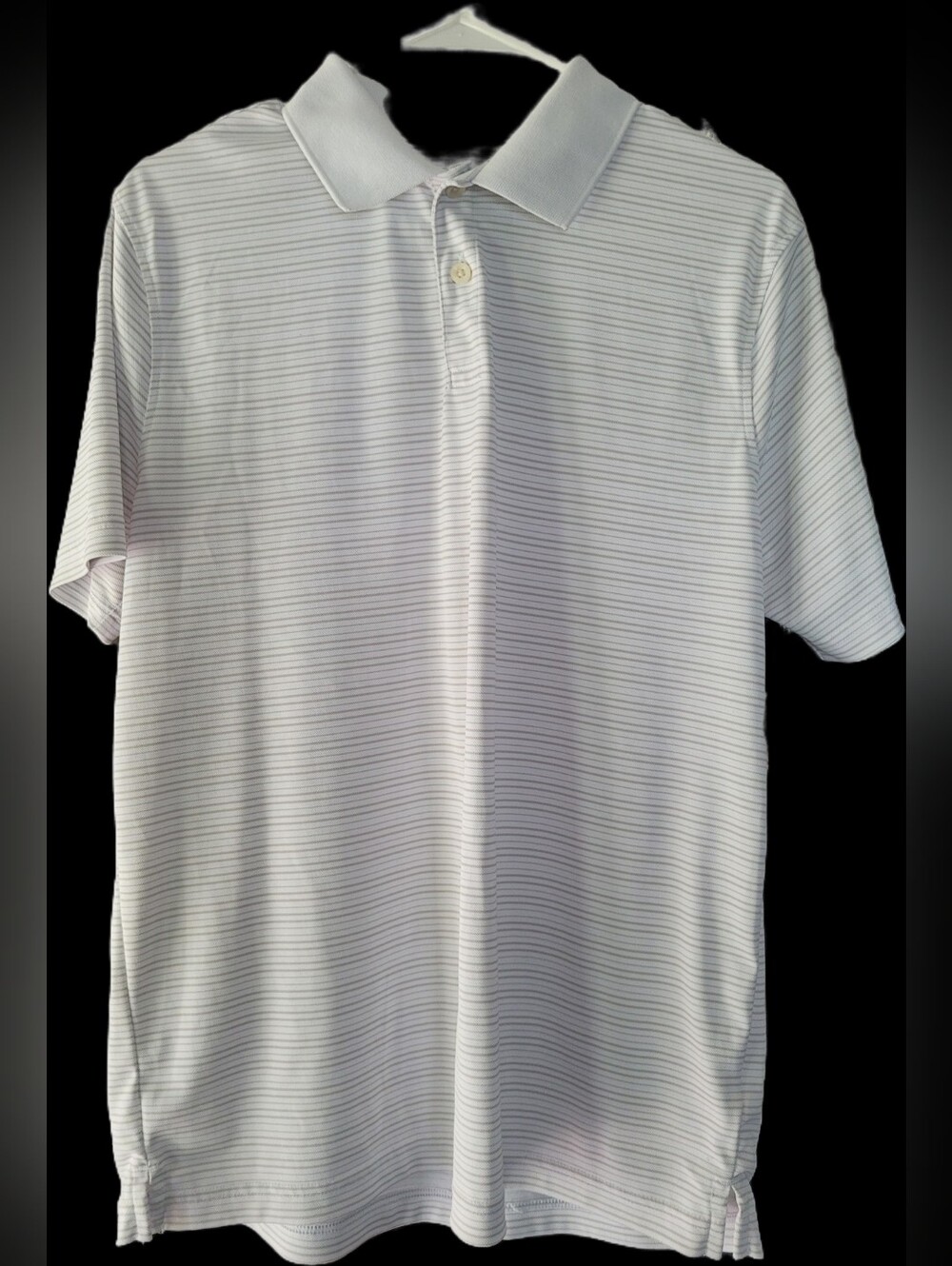 Goodfellow & Co White Polo with Subtle Tan Pinstripes